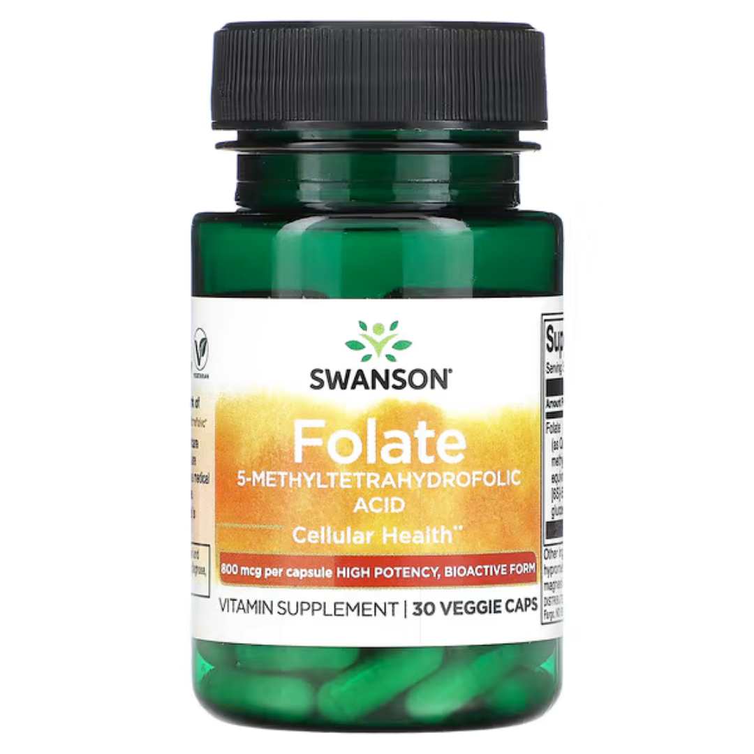 Folate, 5-Methyltetrahydrofolic Acid, 800 mcg, 30 Veggie Caps – Inseminmate